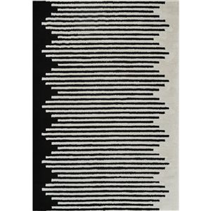 Tapis décoratif d'intérieur Domus de Rug Branch 5 x 7 pi noir crème contemporain à motif de rayures