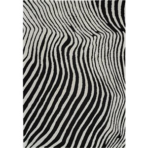 Tapis décoratif d'intérieur Domus de Rug Branch 5 x 7 pi noir crème moderne à motif zébré