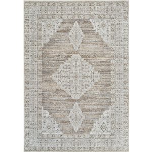 Tapis décoratif d'intérieur Nomad de Rug Branch 5 x 7 pi brun beige rétro de style oriental