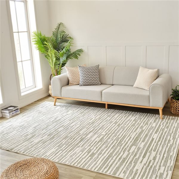 Rug Branch Nomad 5 x 7-ft Green Beige Modern/Contemporary Abstract Striped Pattern Indoor Area Rug