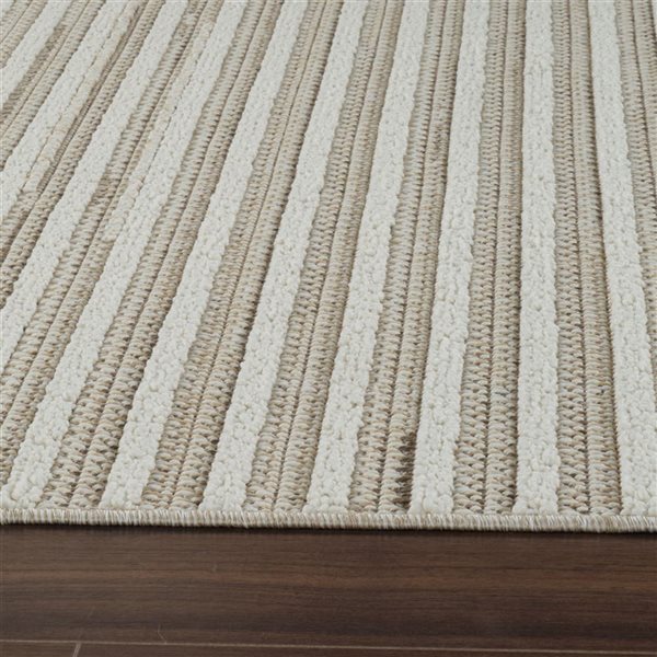 Rug Branch Hogar 5 x 7-ft Brown Cream Modern Striped Pattern Indoor/Outdoor Area Rug