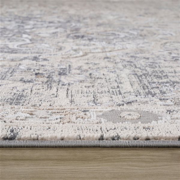 Tapis décoratif d'intérieur Atlas de Rug Branch 8 x 10 pi beige gris délavé de style classique