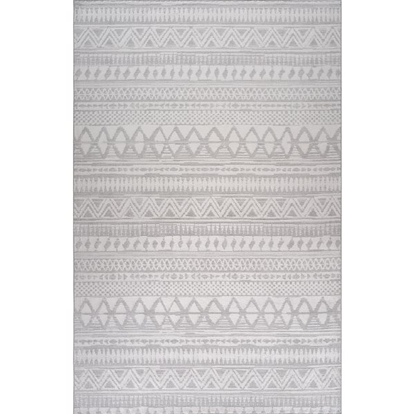 Tapis décoratif d'intérieur Cadence de Rug Branch 6 x 9 pi crème gris à motif tribal