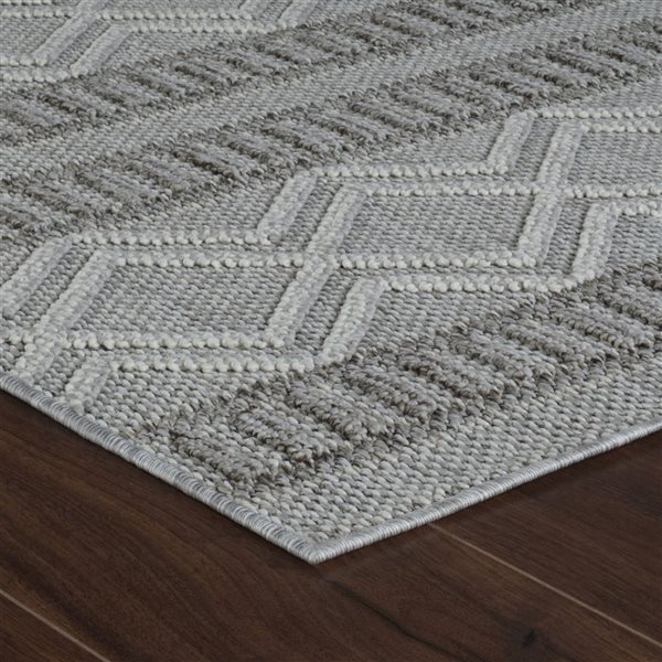 Rug Branch Hogar 2 x 8-ft Grey Beige Modern Abstract Tribal Pattern Indoor/Outdoor Runner Rug