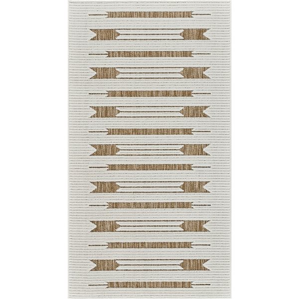 Tapis d'entrée int./ext. Maise de Rug Branch 3 x 5 pi brun beige moderne abstrait