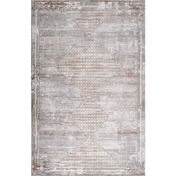 Tapis décoratif d'intérieur Atlas de Rug Branch 8 x 10 pi gris brun moderne à motif tribal