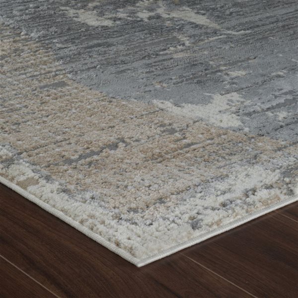 Tapis décoratif d'intérieur Nomad de Rug Branch 8 x 10 pi gris crème moderne à motif abstrait