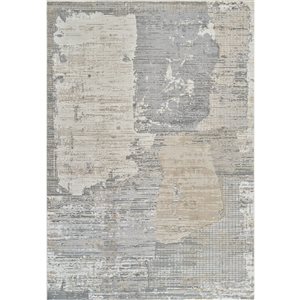 Tapis décoratif d'intérieur Nomad de Rug Branch 8 x 10 pi gris crème moderne à motif abstrait