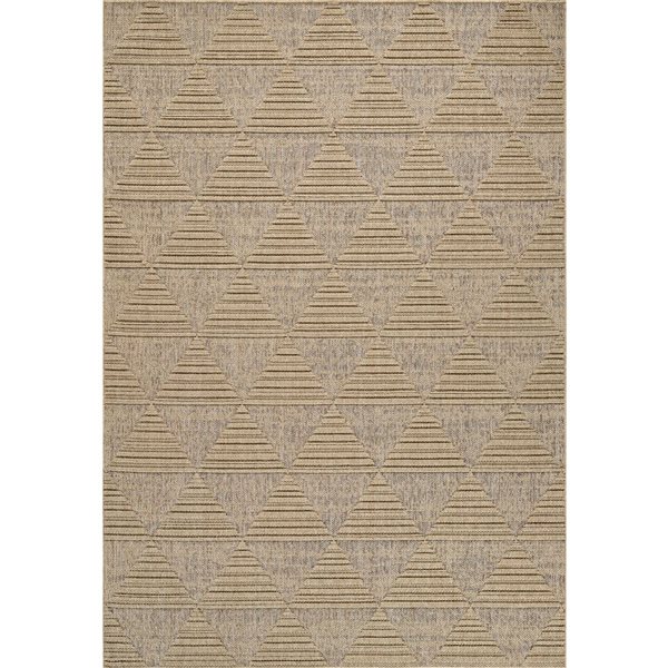 Tapis décoratif int./ext. Hogar de Rug Branch 5 x 7 pi beige brun moderne motif de triangles