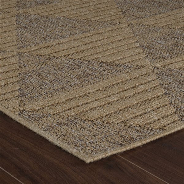 Rug Branch Hogar 5 x 7-ft Brown Beige Modern Triangle Pattern Indoor/Outdoor Area Rug