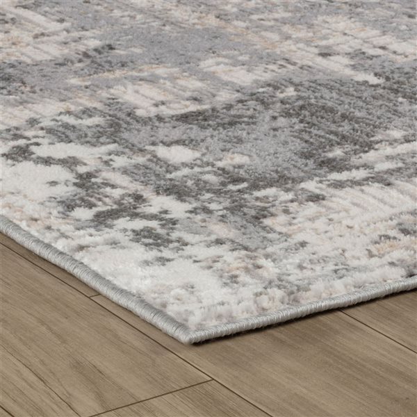 Tapis décoratif d'intérieur Atlas de Rug Branch 8 x 10 pi beige gris de style scandinave bohème