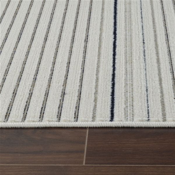 Rug Branch Maise 3 x 5-ft Cream Blue Modern Striped Pattern Indoor/Outdoor Door Mat