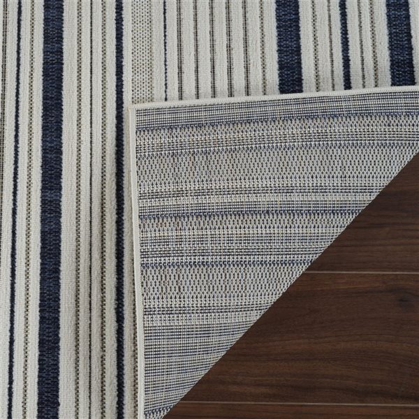 Rug Branch Maise 3 x 5-ft Cream Blue Modern Striped Pattern Indoor/Outdoor Door Mat