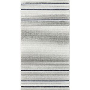 Tapis d'entrée int./ext. Maise de Rug Branch 3 x 5 pi bleu crème moderne motif à rayures