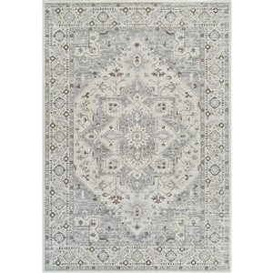 Tapis décoratif d'intérieur Nomad de Rug Branch 4 x 6 pi beige gris moderne de style persan