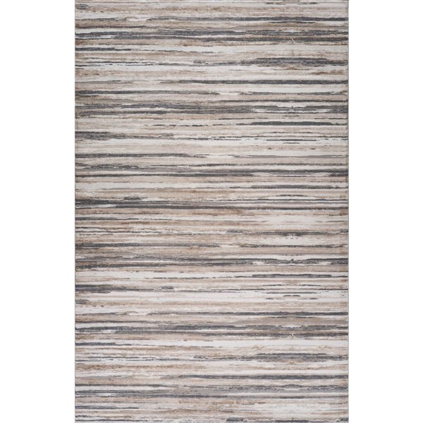 Tapis décoratif d'intérieur Atlas de Rug Branch 8 x 10 pi gris beige abstrait à motif de rayures