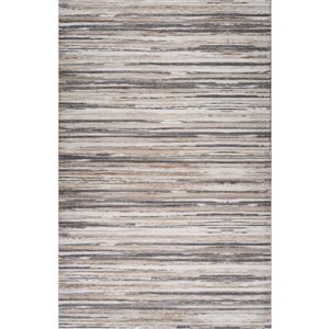 Tapis décoratif d'intérieur Atlas de Rug Branch 8 x 10 pi gris beige abstrait à motif de rayures