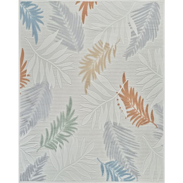 Rug Branch Alfombra 5 x 7-ft Cream Beige Abstract Floral Pattern Indoor/Outdoor Area Rug