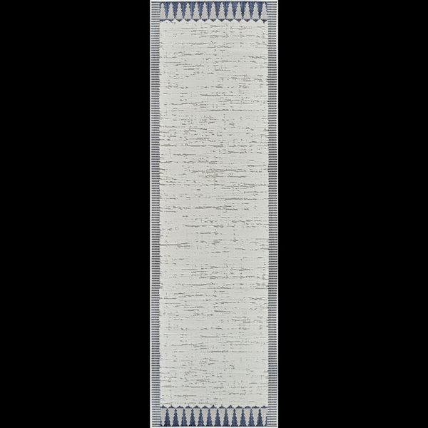 Tapis de couloir int./ext. Maise de Rug Branch 2 x 10 pi bleu crème rétro abstrait