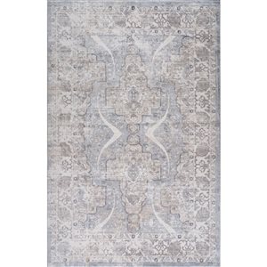 Tapis décoratif d'intérieur Atlas de Rug Branch 8 x 10 pi gris bleu de style rétro bohème