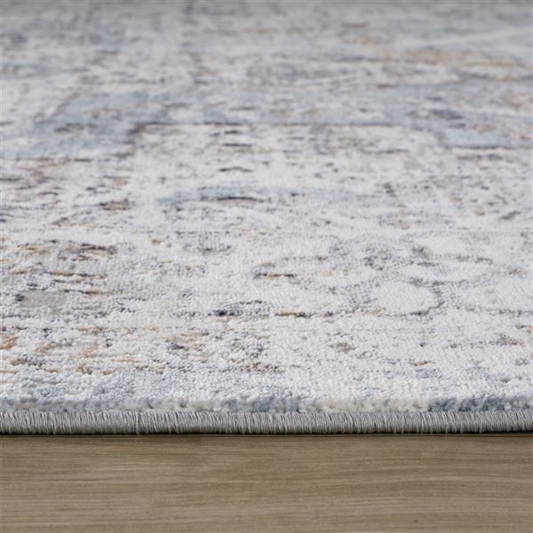 Tapis décoratif d'intérieur Atlas de Rug Branch 6 x 9 pi gris bleu de style rétro bohème