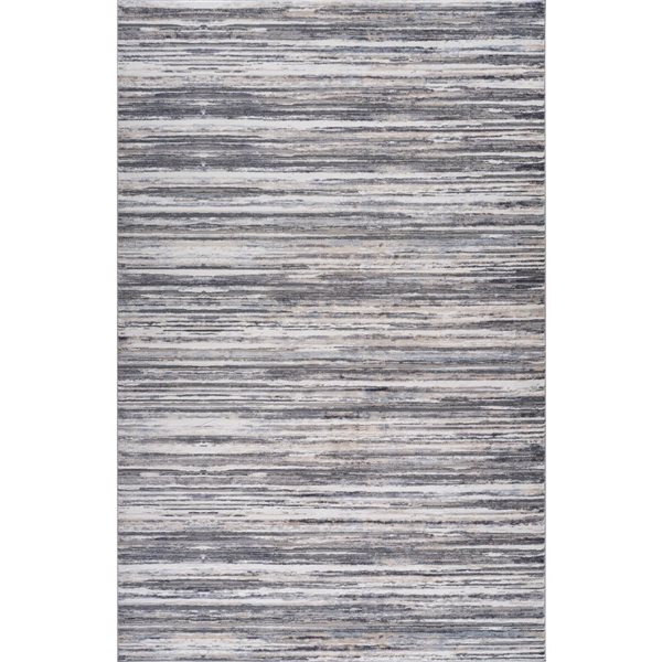 Tapis décoratif d'intérieur Atlas de Rug Branch 5 x 7 pi crème gris moderne à motif de rayures