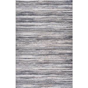 Tapis décoratif d'intérieur Atlas de Rug Branch 5 x 7 pi crème gris moderne à motif de rayures