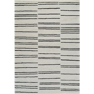 Tapis décoratif d'intérieur Domus de Rug Branch 6 x 9 pi noir crème moderne à motif de rayures