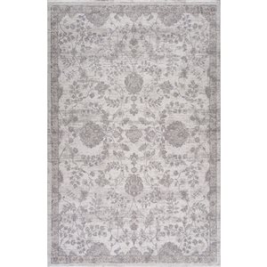 Tapis décoratif d'intérieur Atlas de Rug Branch 5 x 7 pi gris beige moderne classique à motif floral