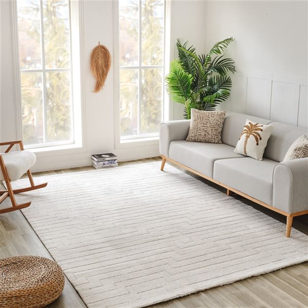 Rug Branch Casa 5 x 7-ft Beige Cream Modern Abstract Striped Pattern Indoor Area Rug