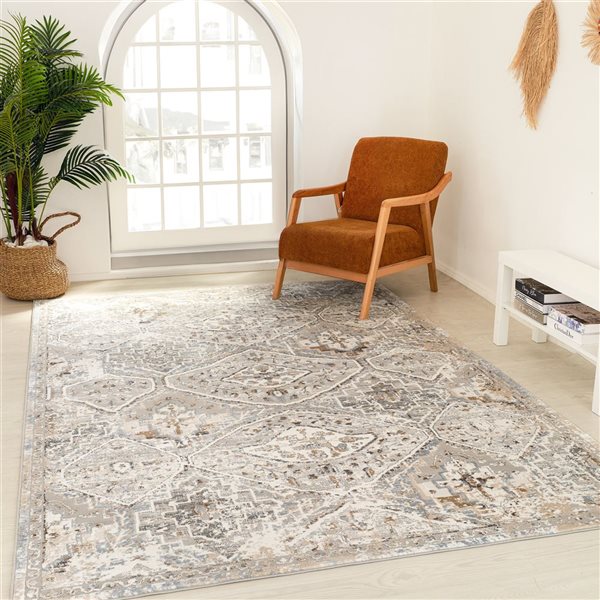 Rug Branch Atlas 5 x 7-ft Grey Beige Distressed Classic Indoor Area Rug