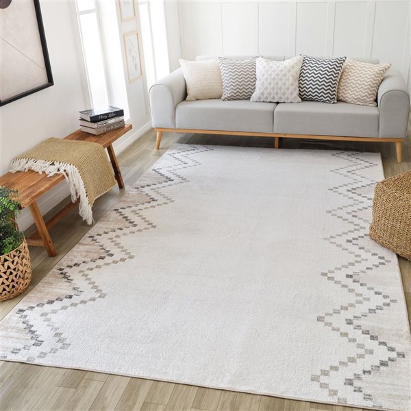 Rug Branch Cadence 6 x 9-ft Beige Brown Abstract Boho-Style Indoor Area Rug