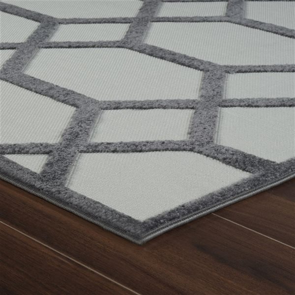 Rug Branch Alfombra 8 x 10-ft Grey Beige Abstract Geometric Pattern Indoor/Outdoor Area Rug