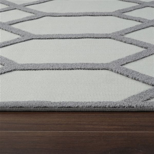 Rug Branch Alfombra 8 x 10-ft Grey Beige Abstract Geometric Pattern Indoor/Outdoor Area Rug