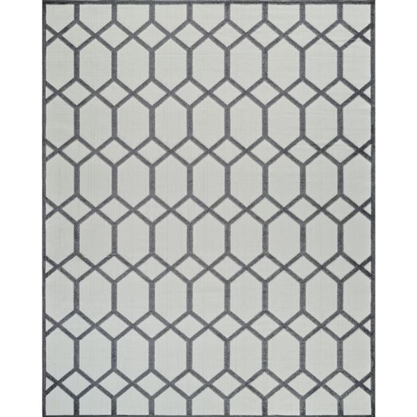 Rug Branch Alfombra 8 x 10-ft Grey Beige Abstract Geometric Pattern Indoor/Outdoor Area Rug