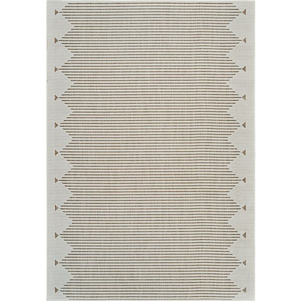 Tapis décoratif int./ext. Maise de Rug Branch 6 x 9 pi brun beige moderne style bohème à rayures