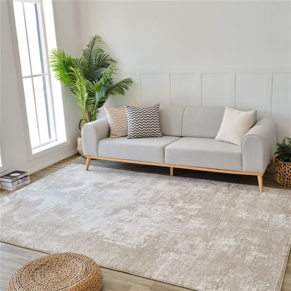 Rug Branch Nomad 5 x 7-ft Beige Cream Abstract Coastal Indoor Area Rug