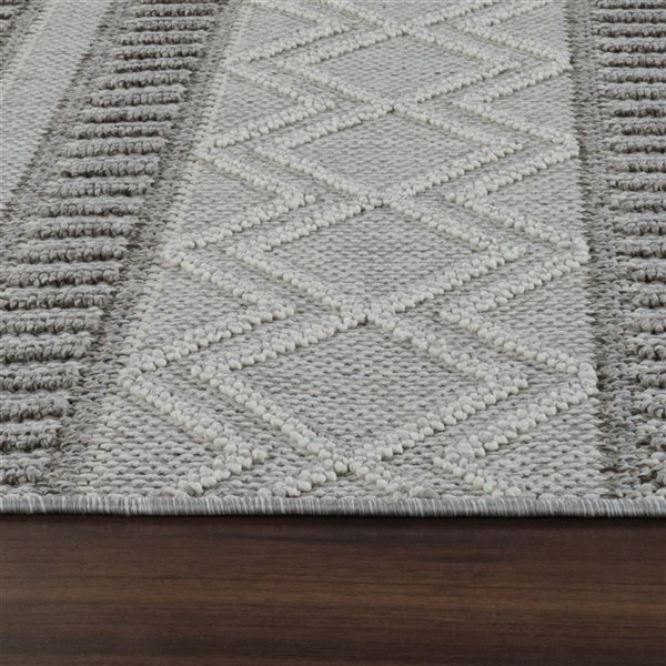 Rug Branch Hogar 5 x 7-ft Grey Beige Modern Abstract Tribal Pattern Indoor/Outdoor Area Rug