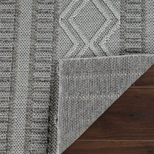 Rug Branch Hogar 5 x 7-ft Grey Beige Modern Abstract Tribal Pattern Indoor/Outdoor Area Rug