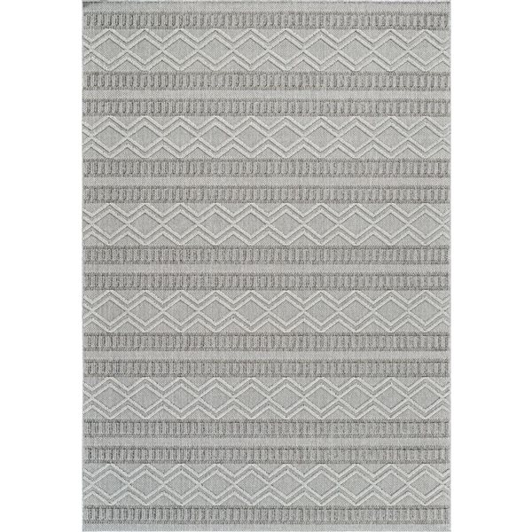 Rug Branch Hogar 5 x 7-ft Grey Beige Modern Abstract Tribal Pattern Indoor/Outdoor Area Rug