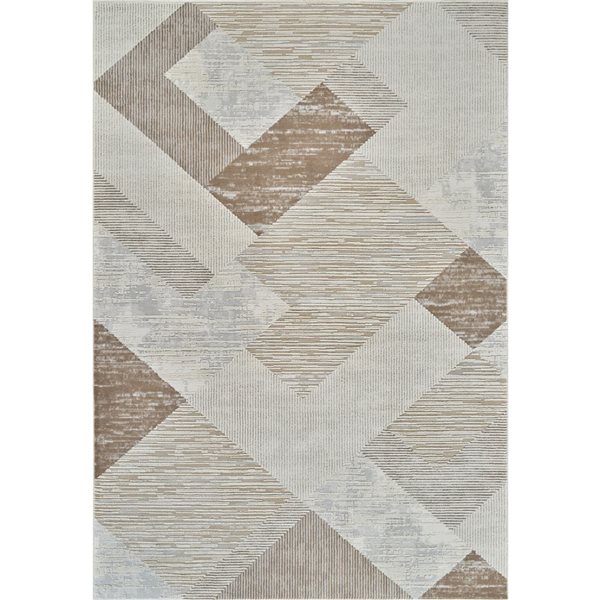 Tapis décoratif d'intérieur Nomad de Rug Branch 8 x 10 pi brun beige contemporain à motif géométrique abstrait