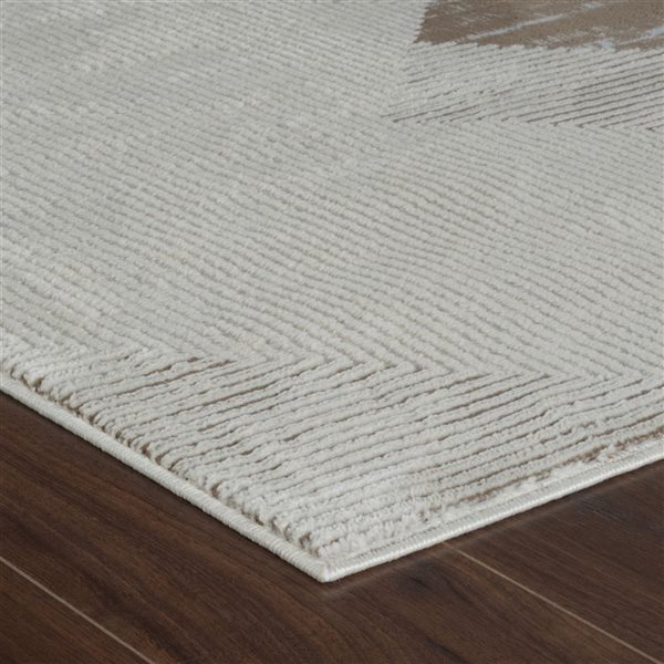 Tapis décoratif d'intérieur Nomad de Rug Branch 4 x 6 pi brun beige contemporain à motif géométrique abstrait