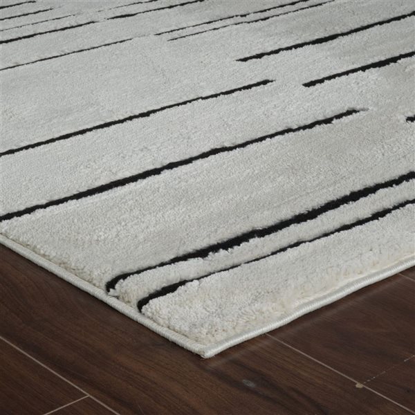 Rug Branch Domus 4 x 6-ft Cream Black Modern Striped Pattern Indoor Area Rug