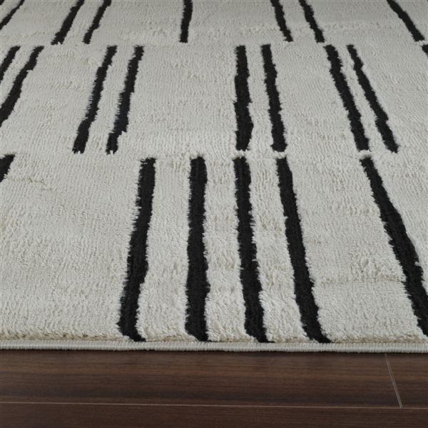 Rug Branch Domus 4 x 6-ft Cream Black Modern Striped Pattern Indoor Area Rug