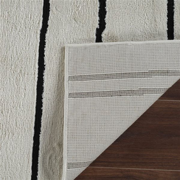 Rug Branch Domus 4 x 6-ft Cream Black Modern Striped Pattern Indoor Area Rug