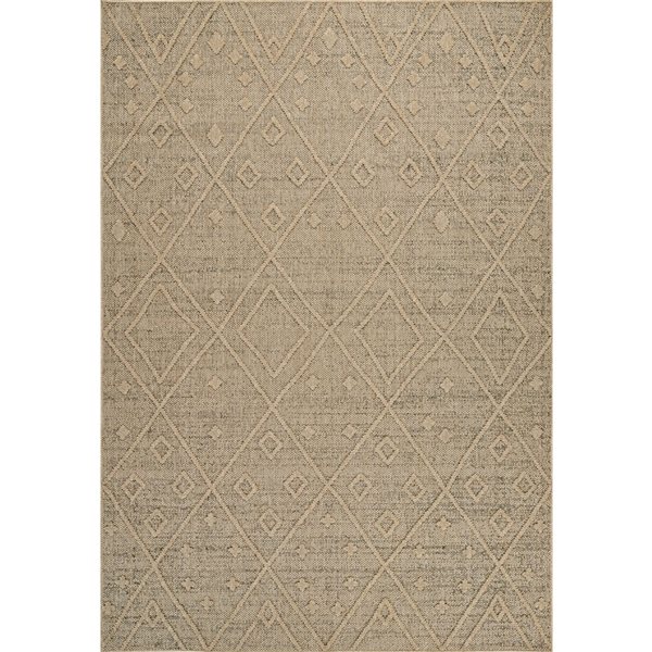 Tapis décoratif int./ext. Hogar de Rug Branch 5 x 7 pi beige brun moderne motif à losanges