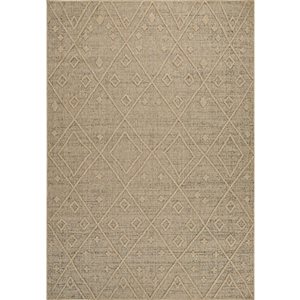 Tapis décoratif int./ext. Hogar de Rug Branch 5 x 7 pi beige brun moderne motif à losanges