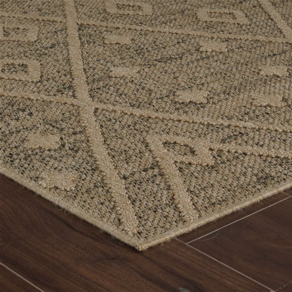 Rug Branch Hogar 5 x 7-ft Brown Beige Modern Diamond Pattern Indoor/Outdoor Area Rug