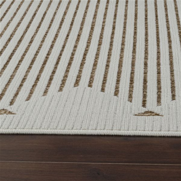 Rug Branch Maise 8 x 10-ft Beige Brown Modern Boho-Style Striped Pattern Indoor/Outdoor Area Rug