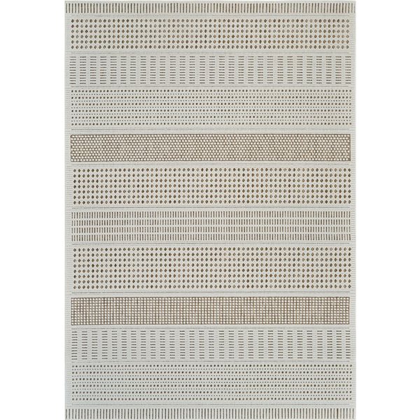 Tapis décoratif int./ext. Maise de Rug Branch 6 x 9 pi brun beige moderne style bohème abstrait